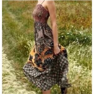 by ANTHROPOLOGIE Women’s Smocked Jamila Maxi Multicolor Floral Dress XS